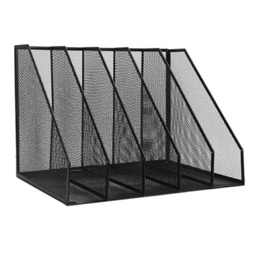 Imagem de Hyuduo Organizador de Arquivo de Mesa, Malha de Ferro, Suporte de Arquivo Vertical de 5 Seções, Armazenamento Eficiente de Documentos para Uso Em Escritório