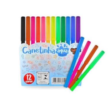 Imagem de Kit 03 Pacote Canetinha Aqua 12 Cores Caneta Pintar