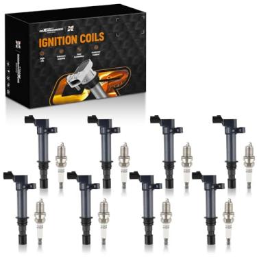 Imagem de maXpeedingrods Conjunto de 8 bobinas de ignição UF270 para Dodge Ram 1500 Dakota Durango 4,7L 2000-2007, para Jeep Grand Cherokee 4.7 V8 1999-2007, bobinas de motor e kit de vela de ignição irídio