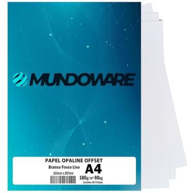 Imagem de Papel Opaline 180g A4 60kg Offset Branco Liso com 50 folhas Mundoware