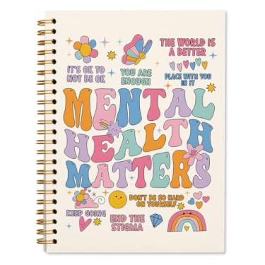 Imagem de WXHUM Caderno espiral para assuntos de saúde mental, cadernos para trabalho, escritório, material escolar, presentes de psicologia para mulheres adolescentes, caderno de terapia capa dura, 14 x 21 cm