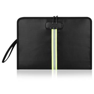 Imagem de Bolsa de documentos à prova de fogo com trava e zíper, bolsa de dinheiro à prova d'água de 33,8 cm x 23,4 cm, adequada para dinheiro, telefones celulares, chaves, cartões de crédito