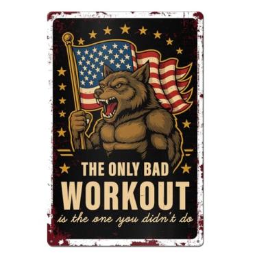 Imagem de Sinais de academia para decoração de academia em casa arte de parede motivacional The Only Bad Workout Is The One You Didn't Do Vintage Metal Tin Sign para casa treino fitness sala decoração de parede