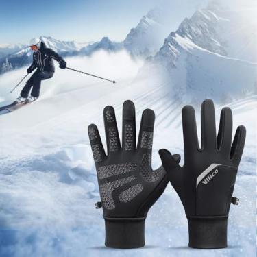 Imagem de Luvas quentes com tela sensível ao toque, luvas térmicas para equitação para homens e mulheres, corrida ao ar livre, clima frio, uso 1 peça (preto)