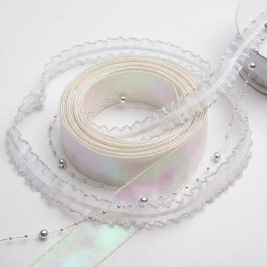 Imagem de AIETSYEI Acabamento de fita de renda, 5 jardas x 3, fita de renda branca para artesanato (prateado)