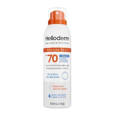 Imagem de Protetor Solar Helioderm 3 em 1 FPS 70 Pele Seca ou Molhada Aerosol 200ml