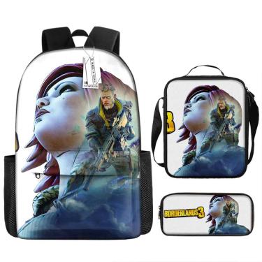 Imagem de Mochila escolar Borderlands Anime, conjunto de 3 peças para crianças