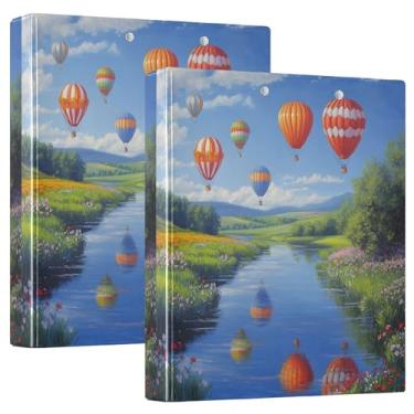 Imagem de xigua Balões de ar quente coloridos, 3 fichários redondos, comporta 200 folhas, à prova d'água, tamanho 3, fichários com bolsos internos transparentes de PVC e clipe de metal antiderrapante, 1 pacote