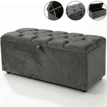 Imagem de Recamier Baú Estofado Minimalista Moderno Calçadeira Sapateira Sala Qu