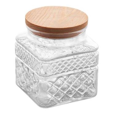 Imagem de Pote 600ml De Vidro Com Tampa Em Madeira - Wolff