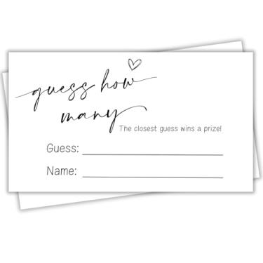 Imagem de 200 cartas de jogo Adivinhe quantas cartas de jogo de 8,5 x 5 cm Etra Heavy Baby Shower Game Cards 50 kg Premium Cardstock Suprimentos para chá de bebê - Design minimalista