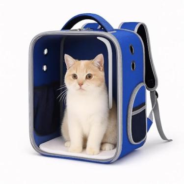 Imagem de MOCHILA TRANSPARENTE ASTRONAUTA PARA PET CACHORRO GATO BOLSA TRANSPORTE PASSEIO VIAGEM AZUL