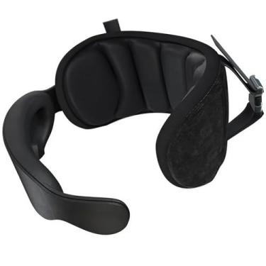 Imagem de KUNAL Travesseiro de viagem, travesseiro de avião para voos longos, viagem de carro, suporte de cabeça de 360°, alça de cabeça de avião para dormir com máscara ocular 3D, evita que a cabeça balança