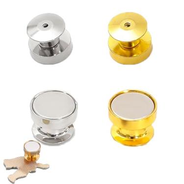 Imagem de ArrErr Pacote com 4 pinos magnéticos nas costas, pino de bloqueio, prendedor de pinos, adaptador conversor, base de ímãs de geladeira, suporte de pino de pressão para botões de geladeira, broche