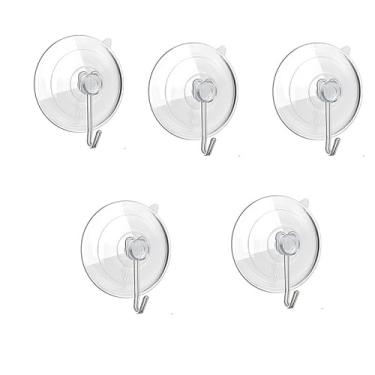 Imagem de Ganchos de ventosa reutilizáveis, pacote com 6 ganchos de aço inoxidável de 5 kg para azulejos de vidro, chuveiro e cozinha