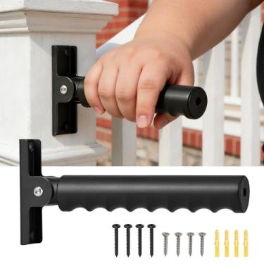 Imagem de Koalafast Barras de apoio dobráveis para parede, cabo de 23 cm de comprimento suporta barras de apoio de até 136 kg para idosos, idosos, deficientes, trilhos de mão antiderrapantes para parede, porta