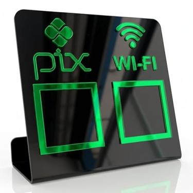 Imagem de Placa Pix Display Acrílico Mesa Balcão Pix e Wifi Expositor(Preto com Verde)