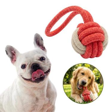 Imagem de Brinquedo Mordedor Para Pet Cães Bola Puxador Cabo De Guerra - Bolinha