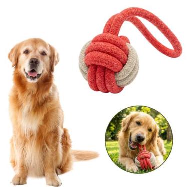 Imagem de Brinquedo Bolinha Com Alça De Corda Para Cachorro Pet Resistente - Bol