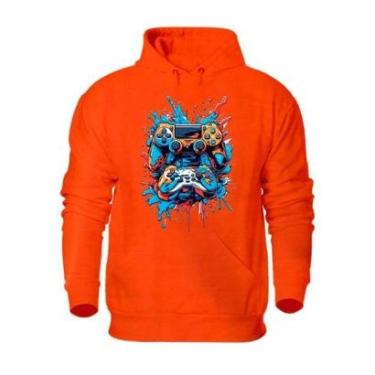 Imagem de Blusa de Frio Plus Size Masculina Flanelada Com Bolso Canguru Punho e Capuz Cordao Ajustavel-Masculino