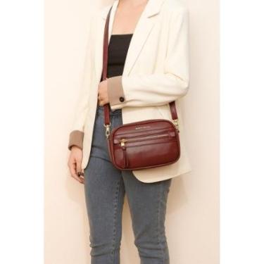 Imagem de Bolsa Média Transversal D Bell Outlet Texturizada Marrom-Feminino