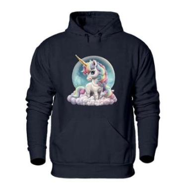 Imagem de Blusa de Frio Abrigo Moletom Quentinho Plus Size Feminino Estampa Unicornio Confortavel Macia-Feminino