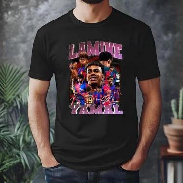 Imagem de Camiseta Lamine Yamal Barcelona 100% Algodao - Estamparia & Co, Preto,
