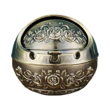 Imagem de Cinzeiro De Metal Retrô Com Tampa, Anti-Cinzas Voadoras E Anti-Fumaça,