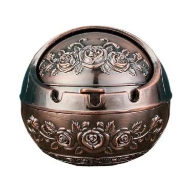 Imagem de Cinzeiro De Metal Retrô Com Tampa, Anti-Cinzas Voadoras E Anti-Fumaça,