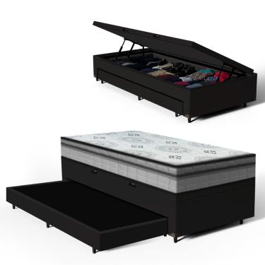 Imagem de Cama Box Baú com Colchão Espuma D33 Pillow In Anjos Ortosleep + Auxiliar Unique Solteir...