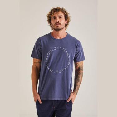 Imagem de Camiseta Colcci Dupla Face Masculina Azul, Azul, G