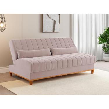 Imagem de Sofá cama 3 lugares 1,80m Veludo Colors Rosa - Viero