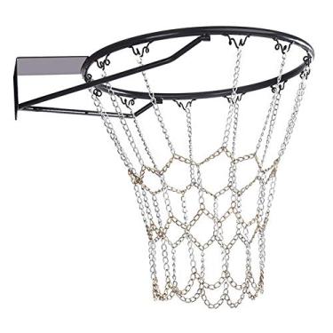 Imagem de Rede de basquete de corrente de aço galvanizado resistente, durável, resistente e antiferrugem, para uso interno e externo, esportes, rede de basquete ou a maioria dos aros padrão, 15874726487689, 1pc