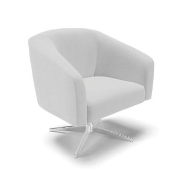 Imagem de Poltrona Giratória Stella Linho Cinza A05 Base Cromada