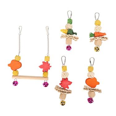 Imagem de 5 Peças de Brinquedos para Mastigar Pássaros, Brinquedos Multicoloridos para Pássaros Papagaios, Morder Conures, Brinquedos para Calopsitas, Cacatuas, Araras e Pássaros de Tamanho