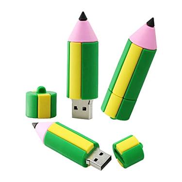 Imagem de Flash Drives USB em forma de lápis de 16 GB, pen drive de memória, pen drives pen drives USB Flash Disk Pen Drive U Disk USB 2.0 Pen Drive PenDrive (verde)