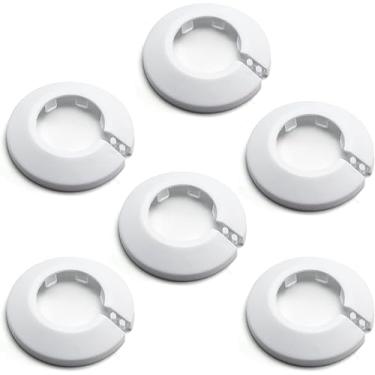 Imagem de Bettomshin Encaixe 3,3 cm de diâmetro flange tubo de água decoração cobertura de tubo branco radiador pp plástico 33 mm coleira de guarnição para decoração de tubo de parede 6 peças