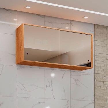 Imagem de Armário Aéreo Duplo Valencia 2 Portas De Correr Vidro Reflecta Salleto Cinamomo Com Off White