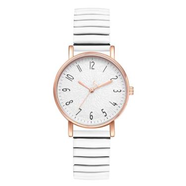 Imagem de Avaner Relógio feminino com mostrador grande, fácil leitura, pulseira elástica, relógio de pulso, C - Branco, Casual