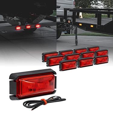 Imagem de Marcador de luz de LED vermelho de 12 peças com moldura preta [DOT FMVSS 108] [SAE P2PC] [Montagem de superfície] [À prova d'água IP67] Luzes laterais para caminhão de reboque