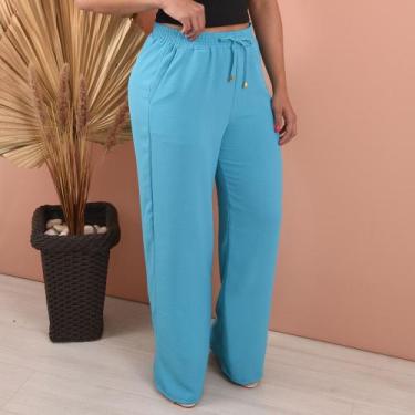 Imagem de Calça Feminina Alfaiataria Estilo Pantalona Básica Com Bolso - Lori Mo