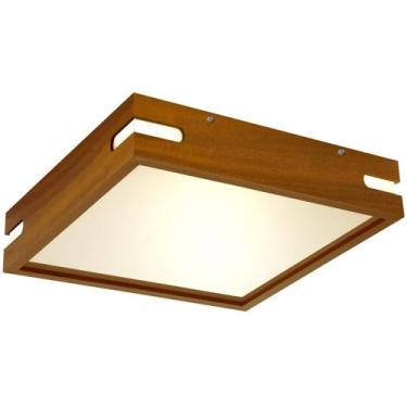 Imagem de Luminária Plafon Madeira 40x40 De Sobrepor Teto C/Abertura Laterais IM