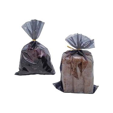 Imagem de YESON Sacolas transparentes de celofane para doces de biscoito de violoncelo, sacos pretos de 15 x 22 cm, pacote com 50