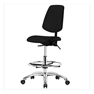 Imagem de Thomas 1163W44 ESD/Cleanroom Vinyl Cadeira alta com encosto médio, base cromada, com inclinação, sem braços, anel de pé cromado, rodízios ESD, preto