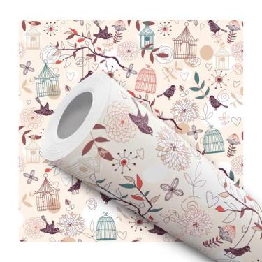 Imagem de Papel De Parede Vinílico Gaiola Pássaros Quarto 12m - Signmaq, 12 Metr
