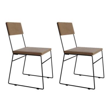 Imagem de Kit 2 Cadeiras de Jantar Málaga Assento Veludo Marrom - ASTURIAS