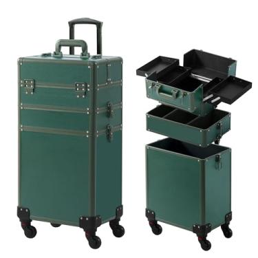 Imagem de Somduy Estojo de trem de maquiagem, estojo de maquiagem com rolamento, estojo de cosmetologia sobre rodas, presente de Natal, carrinho organizador de estojo de maquiagem grande, estojo de cosméticos