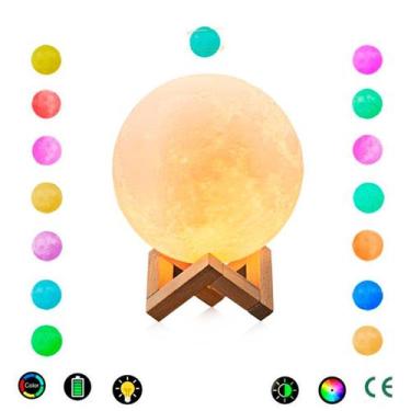 Imagem de Difusor de Aroma e Umidificador Lua Cheia 3D com Luminária LED - GENZO