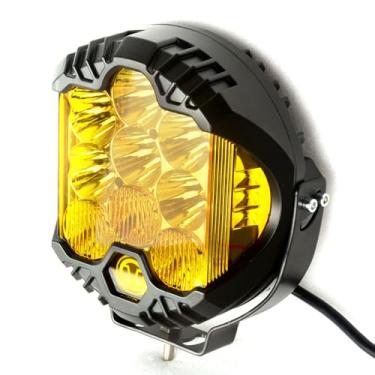 Imagem de JIUHUAN Luz de trabalho LED de 22,4 cm, 75 W, círculo, luz âmbar, anel de cor piscante, luzes de LED, luzes de neblina, luzes off-froad, Utv, quadriciclo, caminhão, barco, motocicleta, iluminação