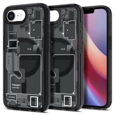 Imagem de Spigen Capa Ultra Híbrida MagFit Direct com Impressão Digital para iPhone 16e [Design Personalizado][Compatível com Magsafe] - Zero One Preto
